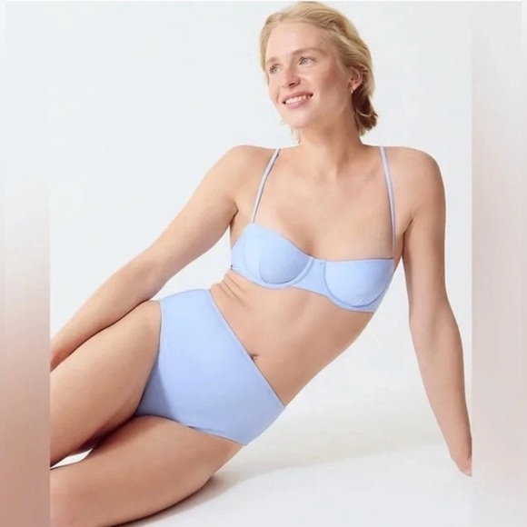 J. Crew Women’s Balconette Underwire Bikini Top BX612 Size 40D In Blue NWT - Picture 3 of 7